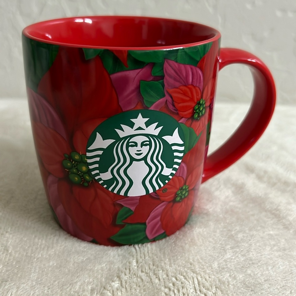 Starbucks 2020 Poinsettia Pink and Red. Fine bone China